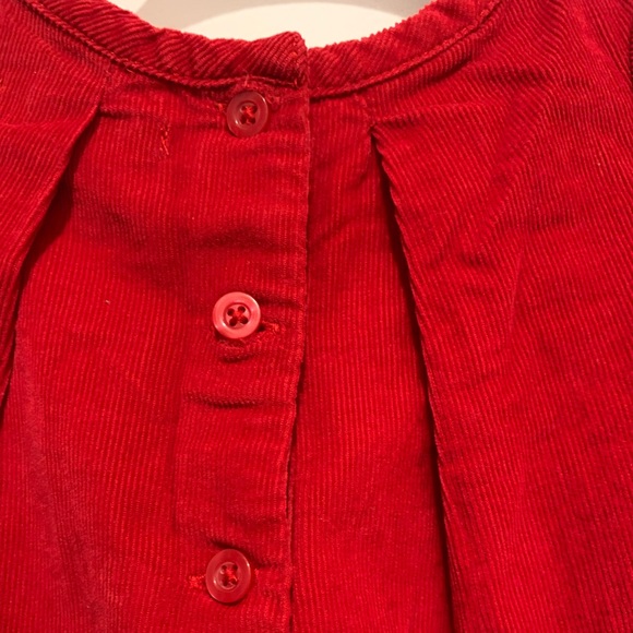 Gap red corduroy dress with bow on front and buttons on back. Size 3-6 months. - Picture 5 of 5